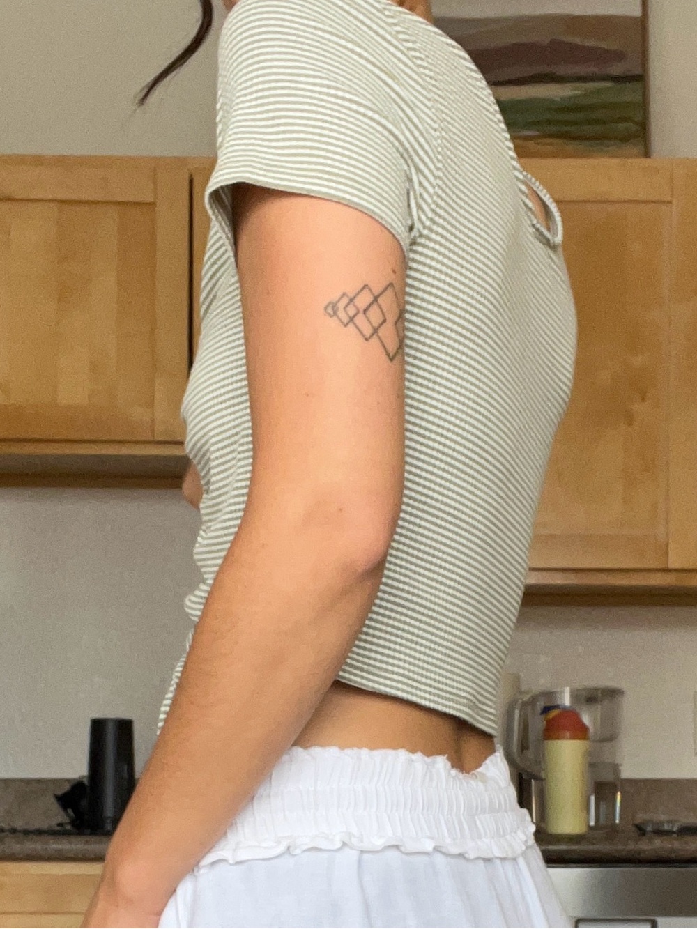 Target Sage Striped Ruched Drawstring Crop Top - Picture 2 of 3
